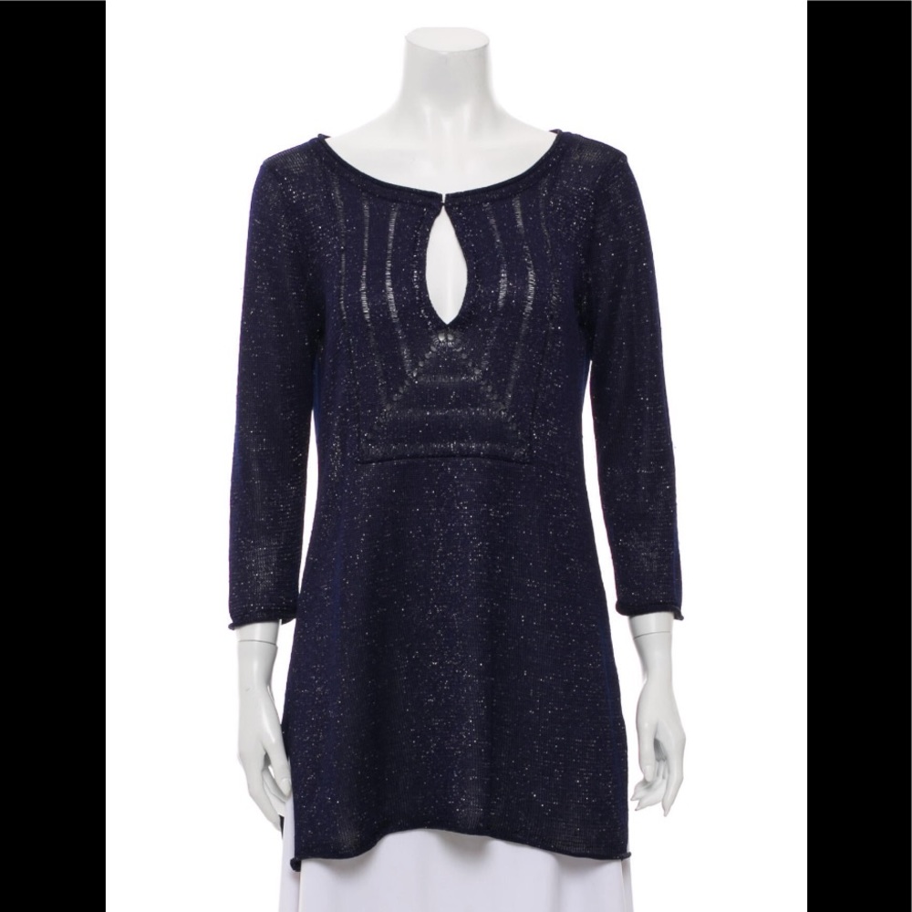 Calypso St Barth navy blue metallic sweater tunic